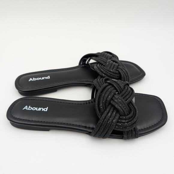 Abound Imani Flat Sandals Rhinestone Slip-On Women's Black Size US9.5 EU40 - Picture 4 of 11